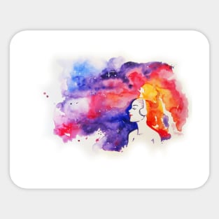 Space music Watercolor Sticker